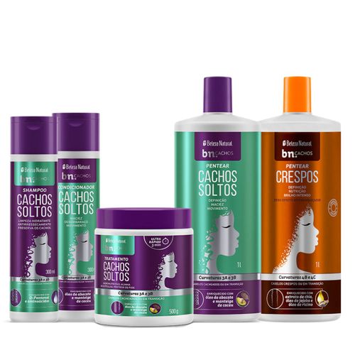 Super Kit Cachos Soltos + Pentear Cachos Crespos 1l | bn.Cachos Super Kit Cachos Soltos + Pentear Cachos Crespos 1l | bn.Cachos